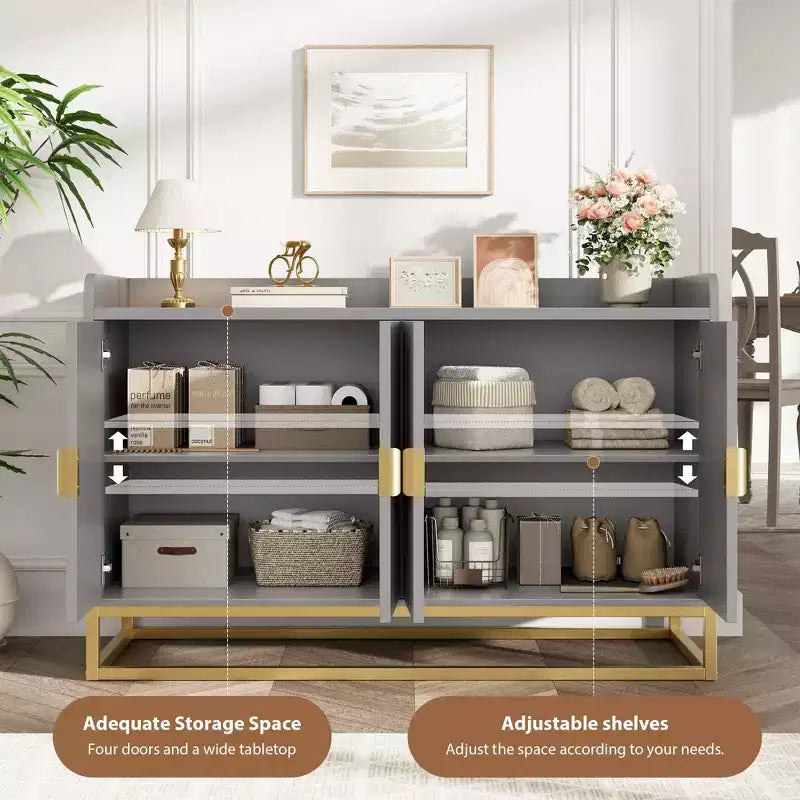 Storage Accent Sideboard with 4 Doors Modern Buffet Table for Living Room Kitchen Dining Room