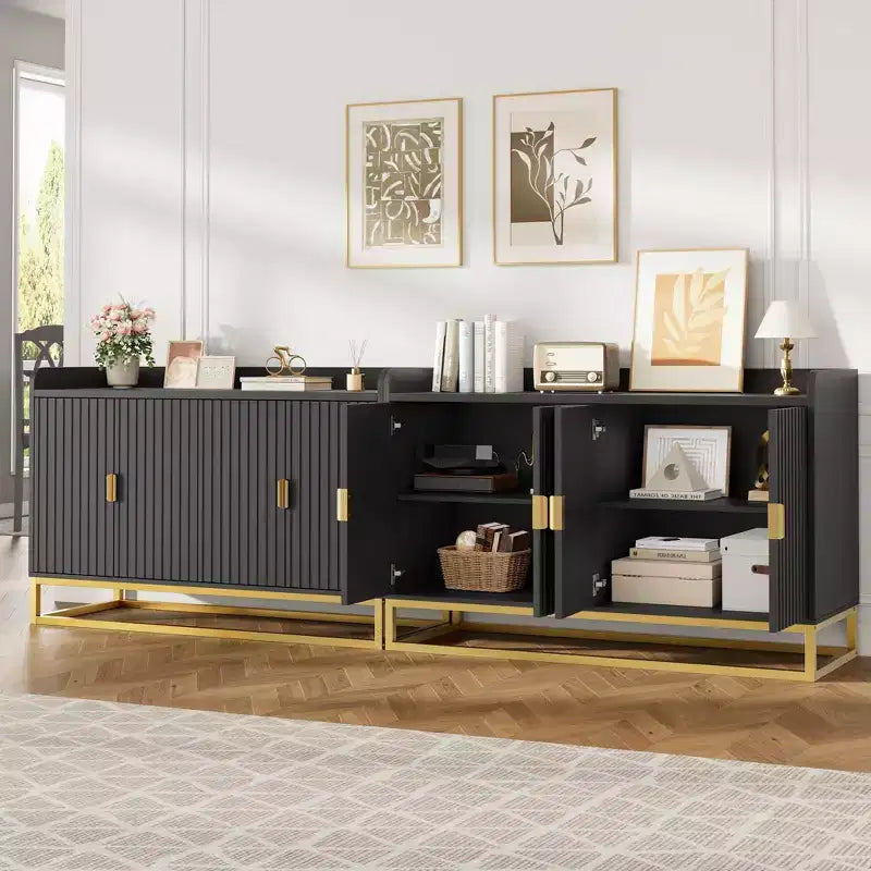 Storage Accent Sideboard with 4 Doors Modern Buffet Table for Living Room Kitchen Dining Room