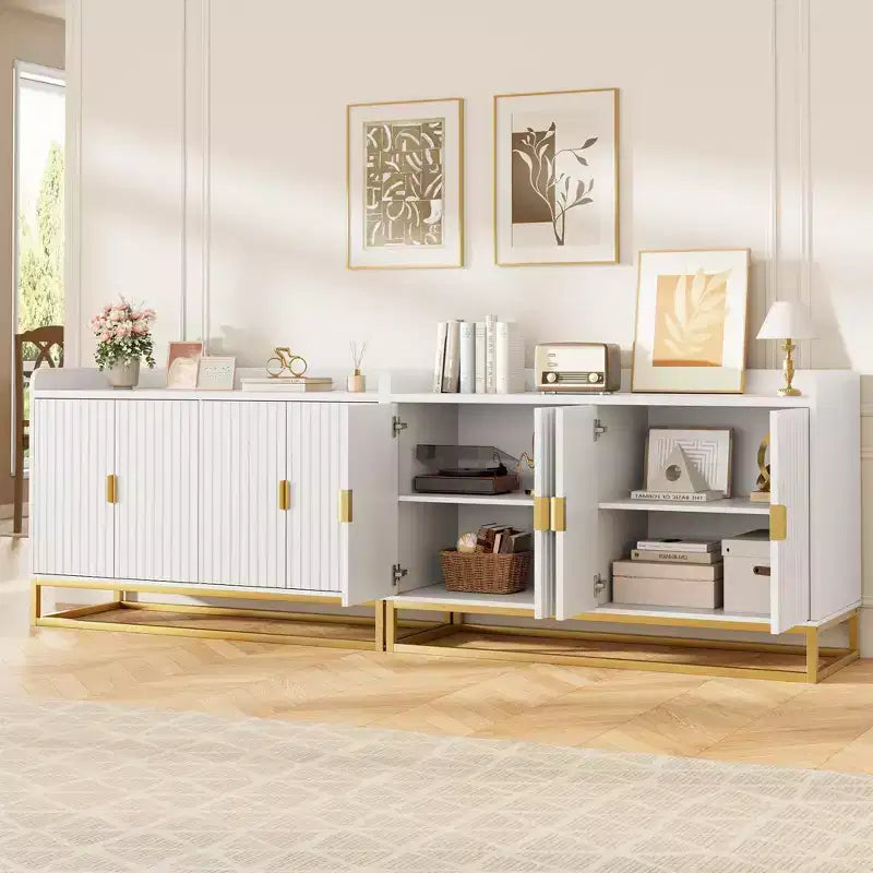 Storage Accent Sideboard with 4 Doors Modern Buffet Table for Living Room Kitchen Dining Room