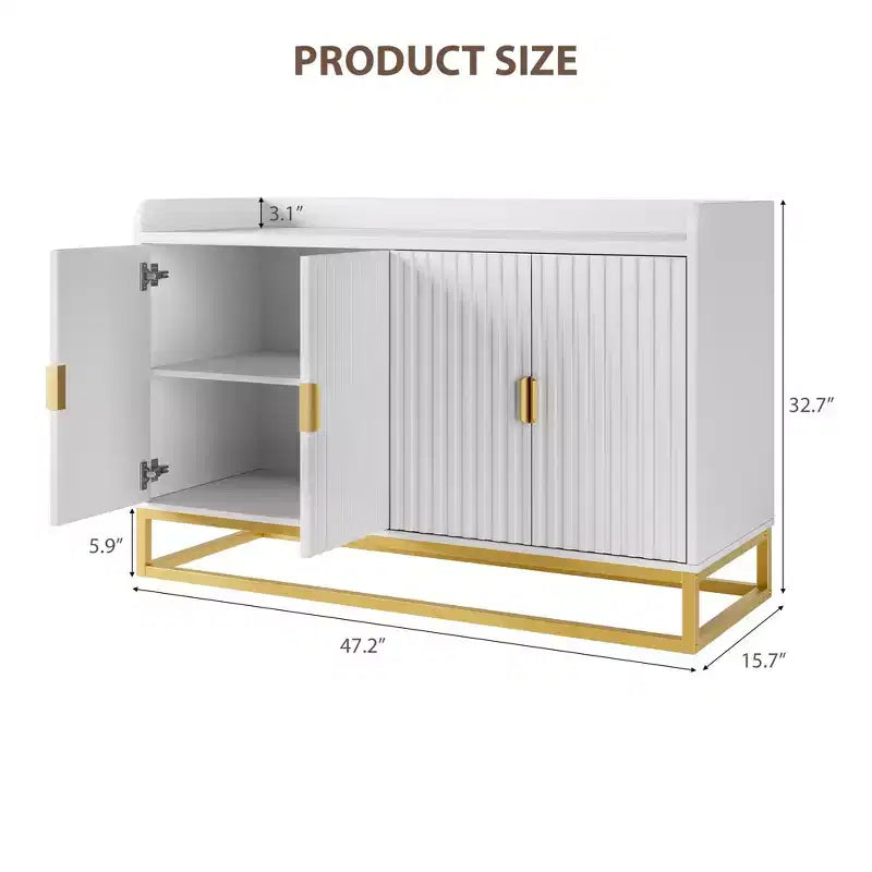 Storage Accent Sideboard with 4 Doors Modern Buffet Table for Living Room Kitchen Dining Room