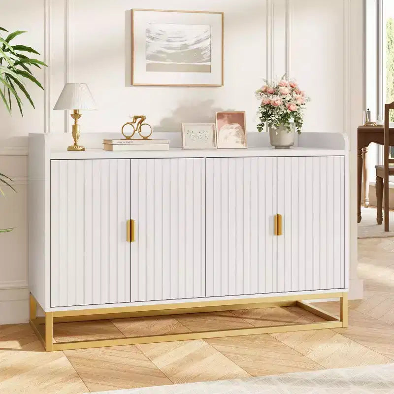 Storage Accent Sideboard with 4 Doors Modern Buffet Table for Living Room Kitchen Dining Room