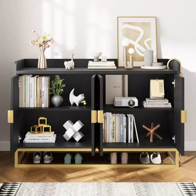 Storage Accent Sideboard with 4 Doors Modern Buffet Table for Living Room Kitchen Dining Room