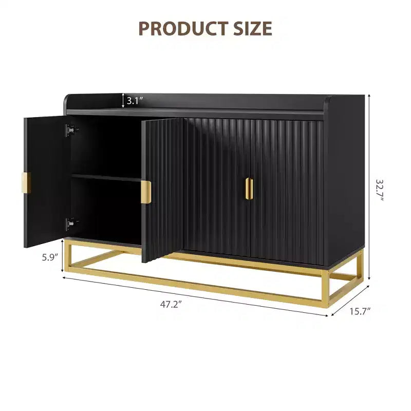 Storage Accent Sideboard with 4 Doors Modern Buffet Table for Living Room Kitchen Dining Room