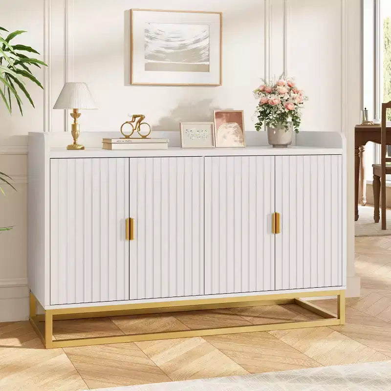 Storage Accent Sideboard with 4 Doors Modern Buffet Table for Living Room Kitchen Dining Room