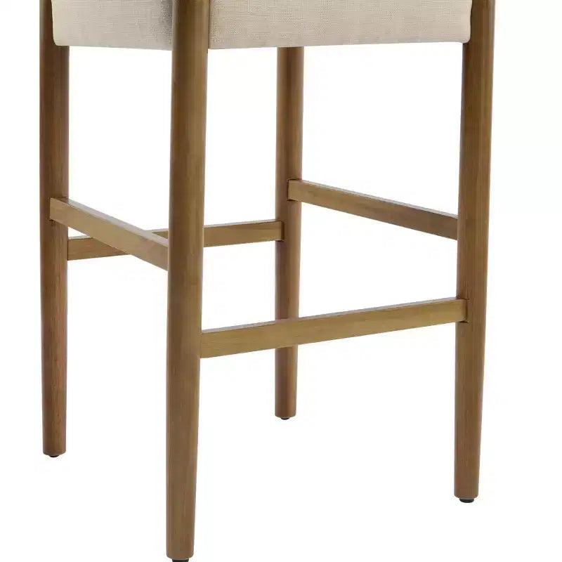 Modern 28.5" Solid Wood Bar Stools with Upholstered Seats, White