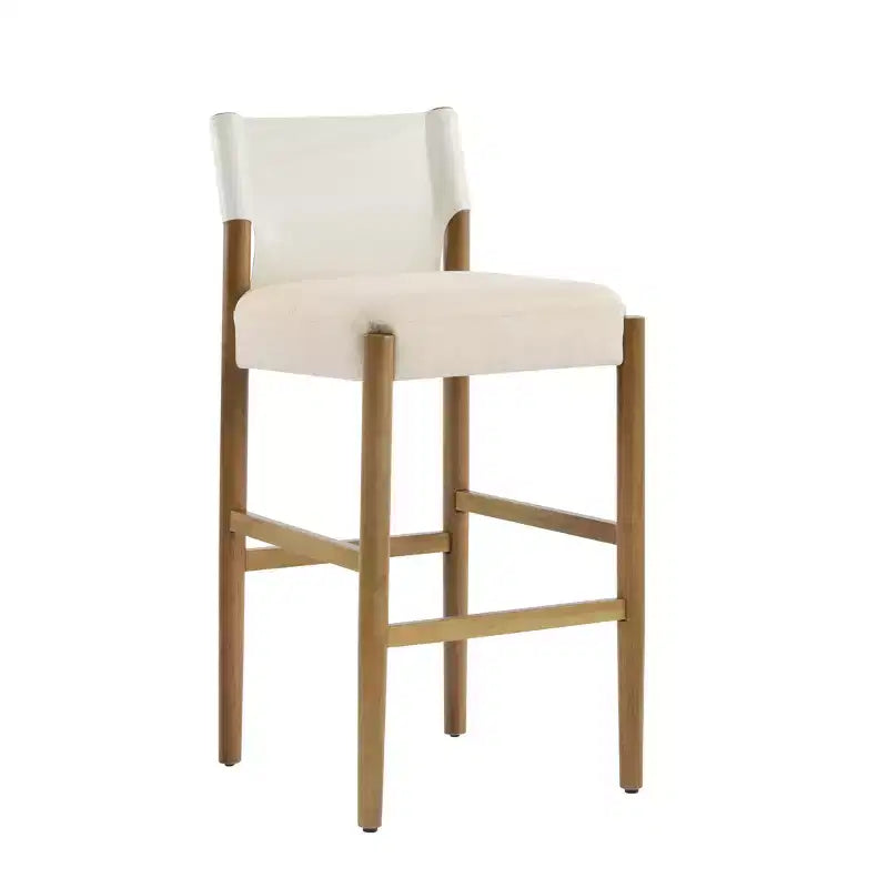 Modern 28.5" Solid Wood Bar Stools with Upholstered Seats, White