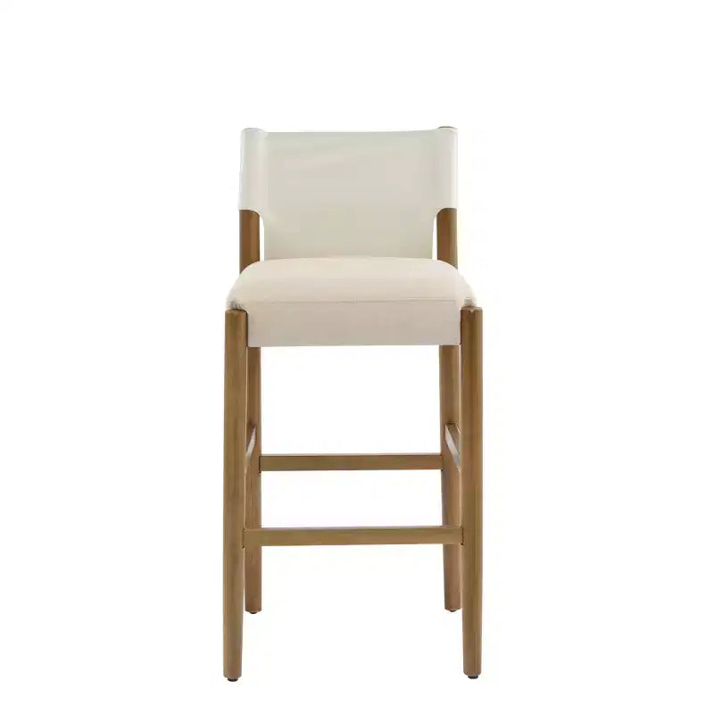 Modern 28.5" Solid Wood Bar Stools with Upholstered Seats, White