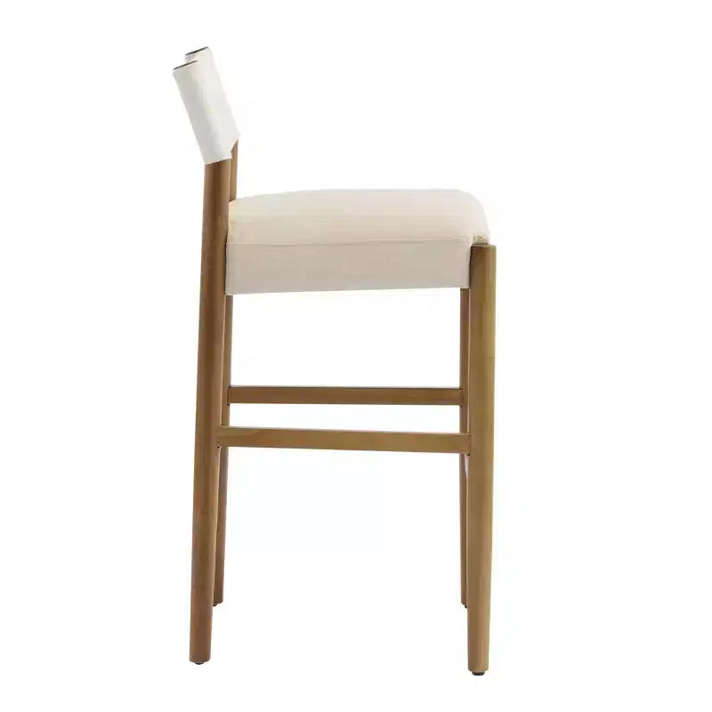 Modern 28.5" Solid Wood Bar Stools with Upholstered Seats, White