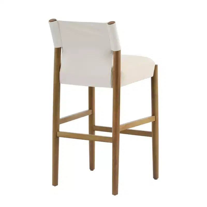 Modern 28.5" Solid Wood Bar Stools with Upholstered Seats, White