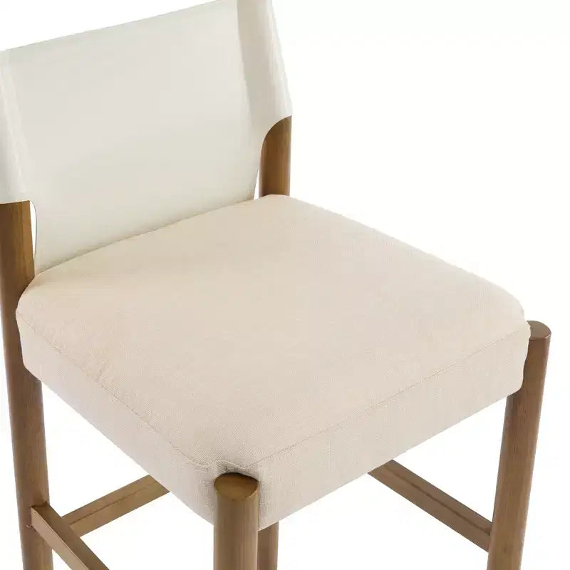 Modern 28.5" Solid Wood Bar Stools with Upholstered Seats, White