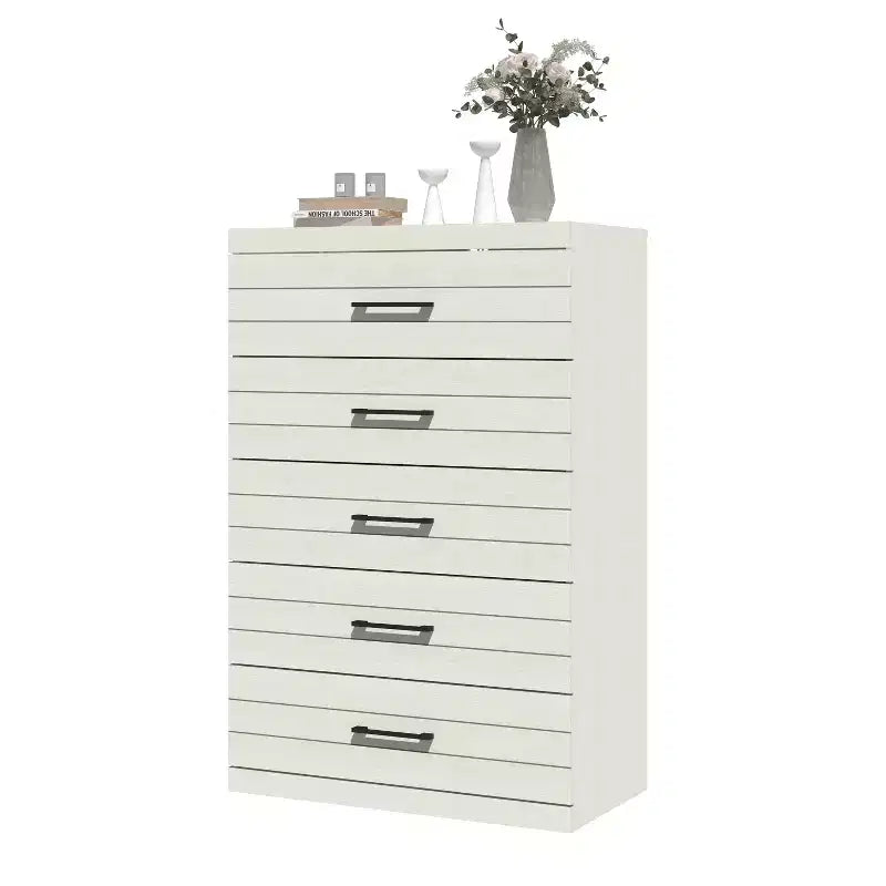Commode à 5 tiroirs avec système de verrouillage de sécurité en chêne blanc perlé 30,7 L x 16,1 P x 45,8 H
