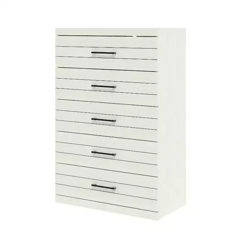 Commode à 5 tiroirs avec système de verrouillage de sécurité en chêne blanc perlé 30,7 L x 16,1 P x 45,8 H