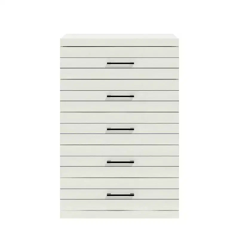 Commode à 5 tiroirs avec système de verrouillage de sécurité en chêne blanc perlé 30,7 L x 16,1 P x 45,8 H