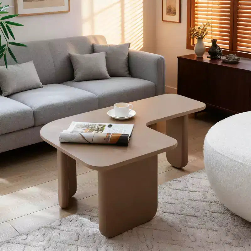 35 Table basse moderne en L Peinture vert kaki Multi-couches Angle blanc