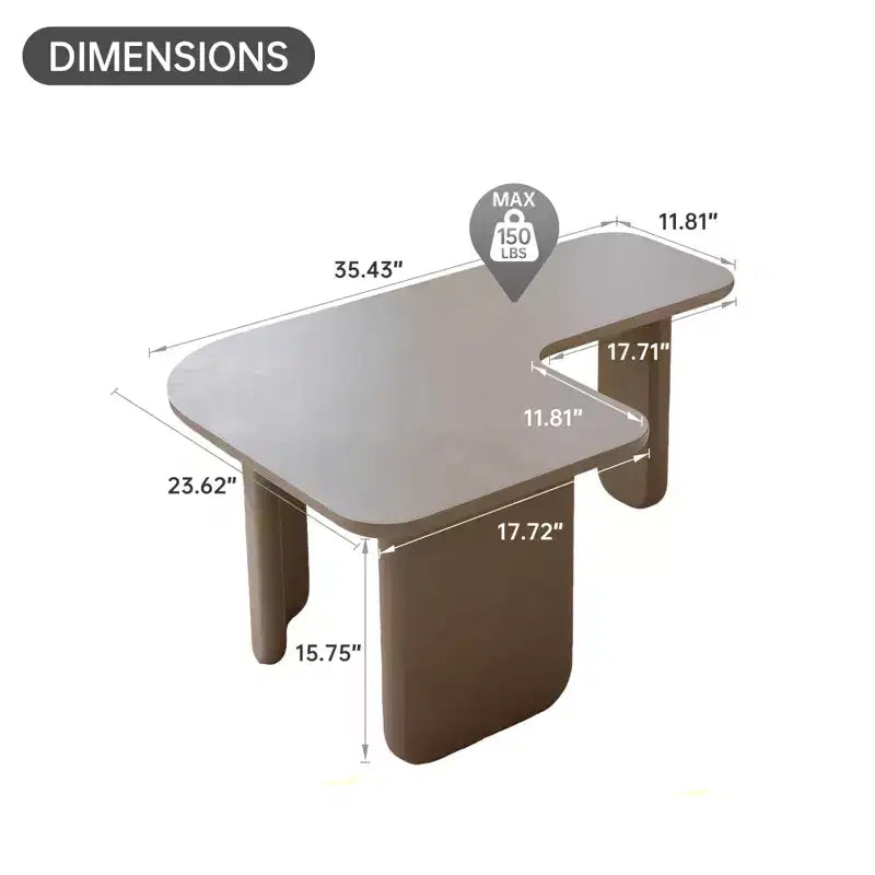 35 L-Shape Modern Coffee Table Khaki Green Paint Multi-Layer Corner White