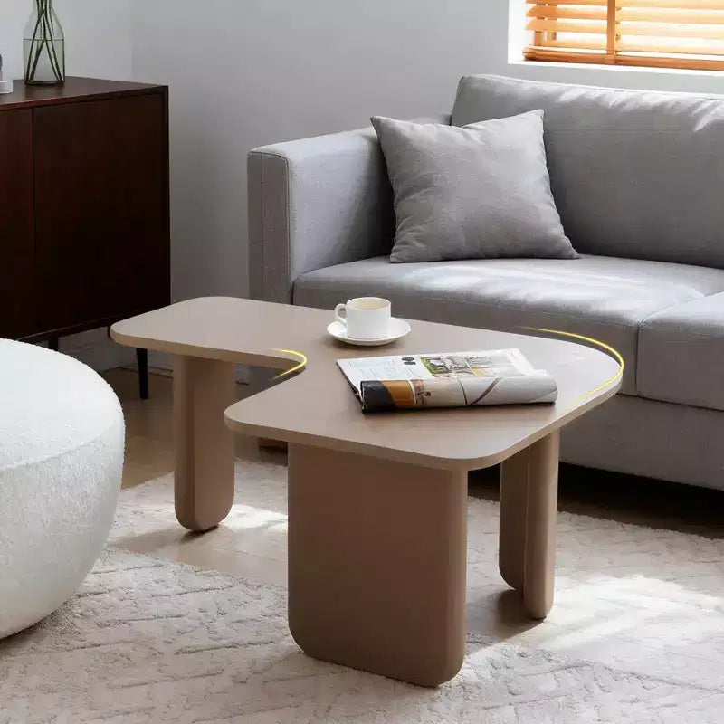 35 Table basse moderne en L Peinture vert kaki Multi-couches Angle blanc