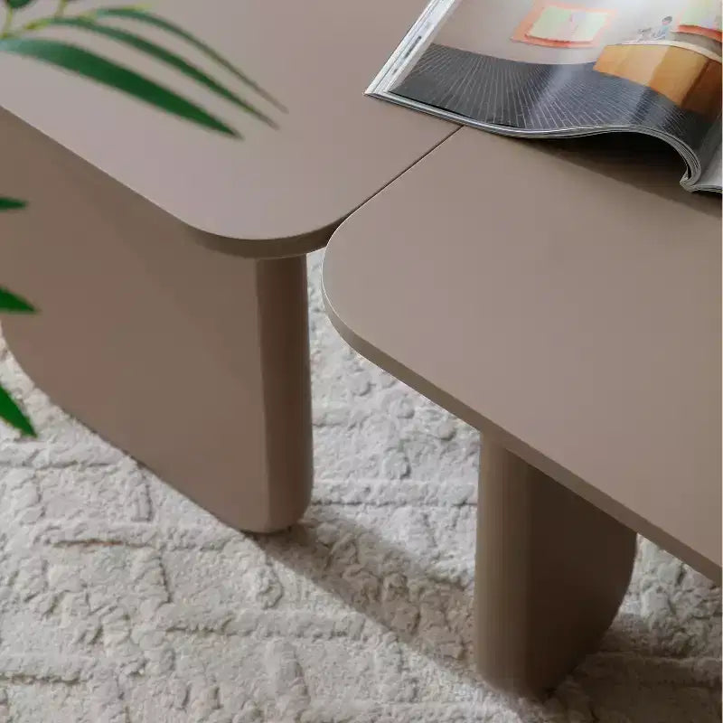 35 Table basse moderne en L Peinture vert kaki Multi-couches Angle blanc