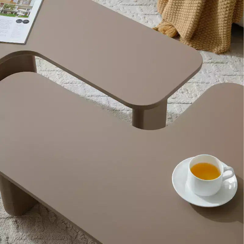 35 Table basse moderne en L Peinture vert kaki Multi-couches Angle blanc