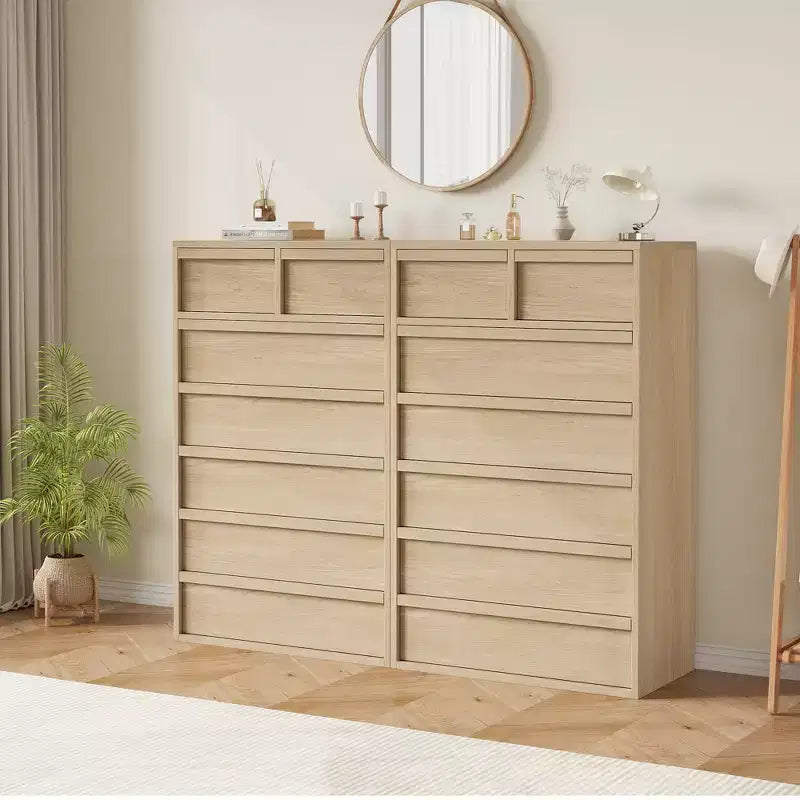 7 Drawer Dresser for Bedroom, 46 Tall Modern 7 Chest of Drawers with Large Drawers Storage, Wooden Dresser Organizer for Home, Office