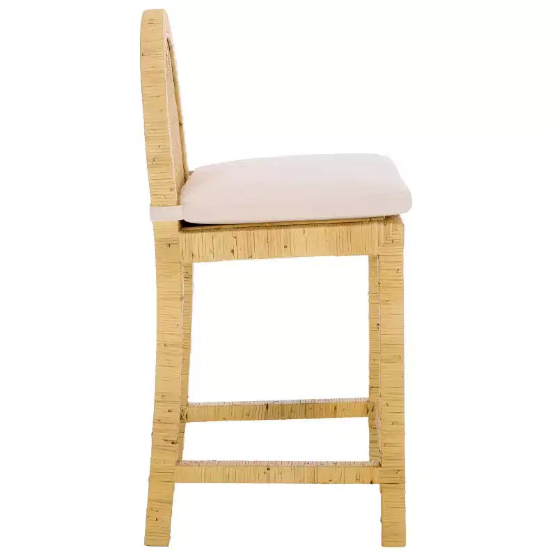 Cane Rounded Back Counter Stool - Natural/White