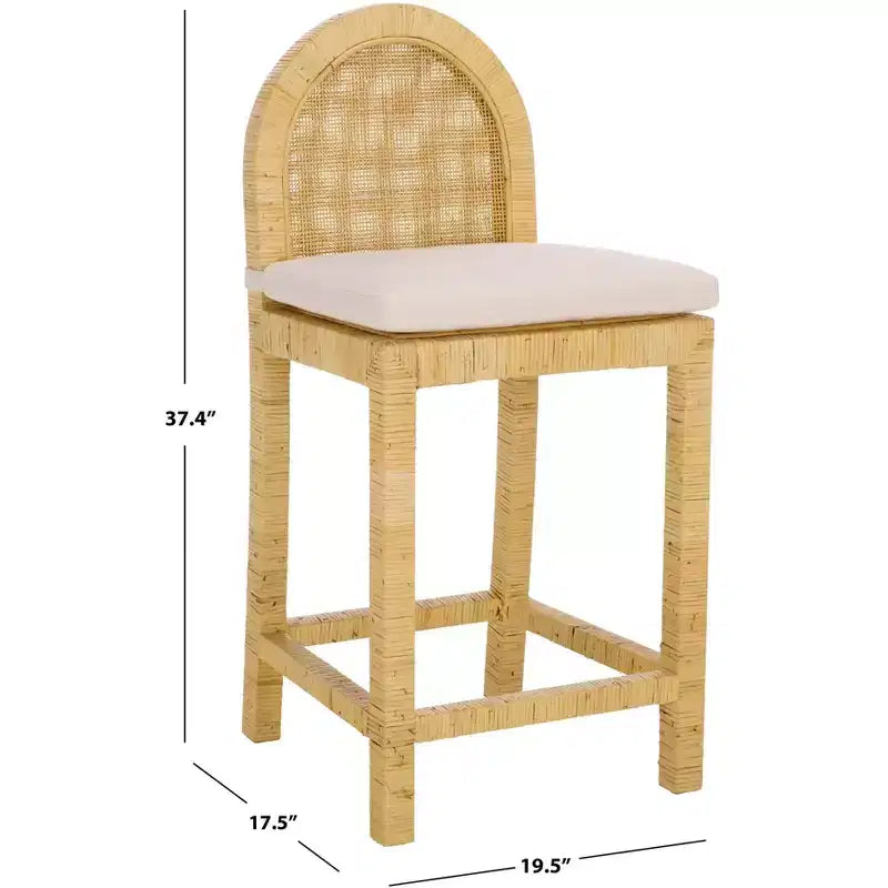 Cane Rounded Back Counter Stool - Natural/White