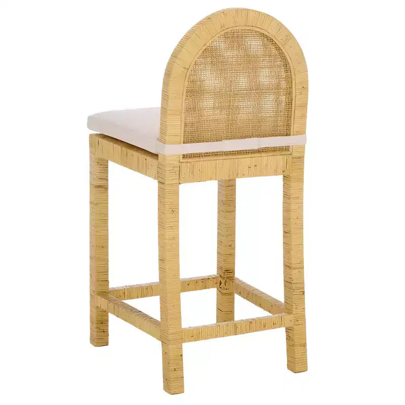 Cane Rounded Back Counter Stool - Natural/White