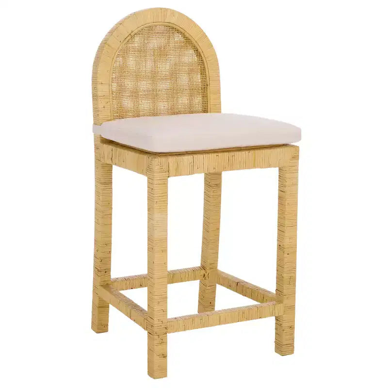 Cane Rounded Back Counter Stool - Natural/White