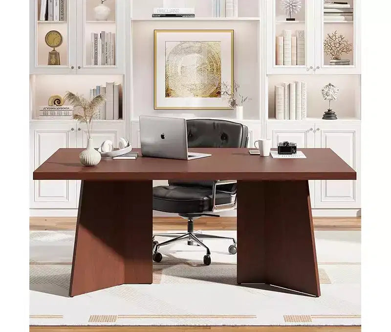 Dining Table for 6-8 People - 63 Modern Long Kitchen Table with Large Tabletop & Heavy Duty Pedestal Legs, Dinner Table for Kitchen