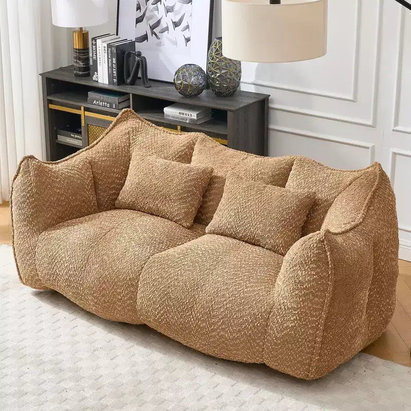 Bean Bag Chair with Armrest, High-Resilience Foam Floor Sofa for 2, Comfy Lazy Sofa Chair for Modern Living Room Seating