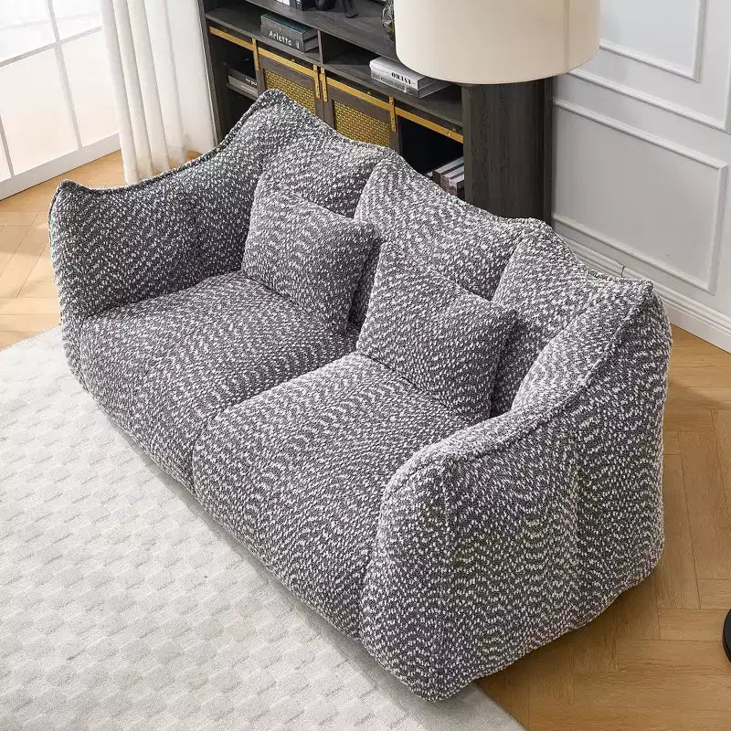 Bean Bag Chair with Armrest, High-Resilience Foam Floor Sofa for 2, Comfy Lazy Sofa Chair for Modern Living Room Seating