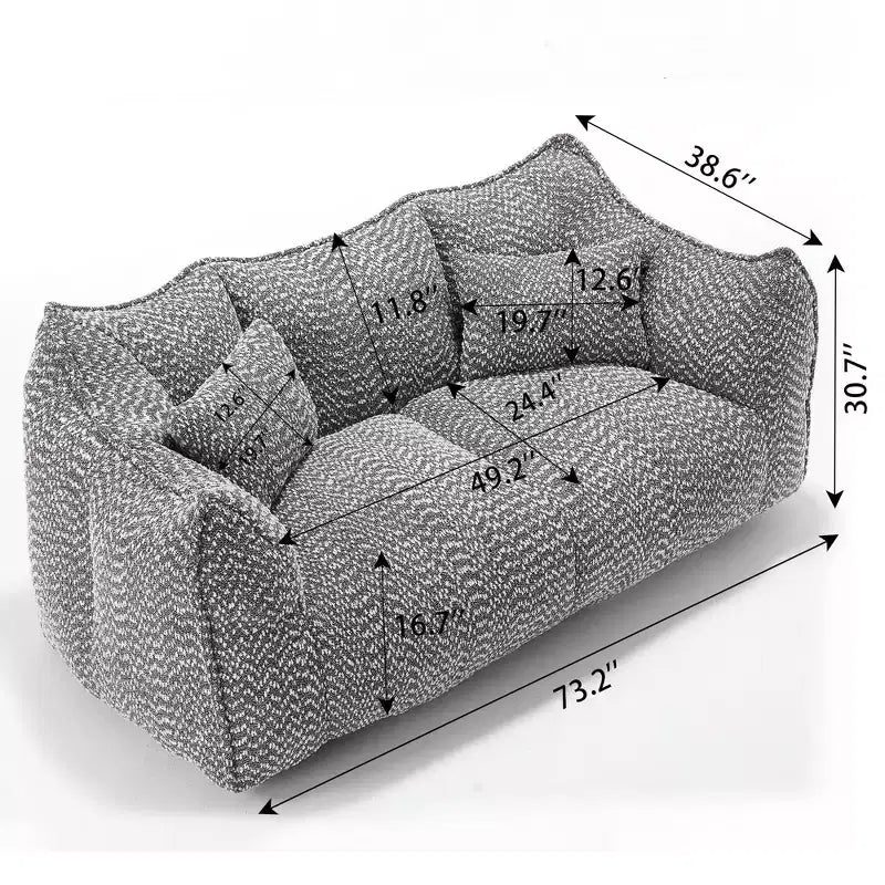 Bean Bag Chair with Armrest, High-Resilience Foam Floor Sofa for 2, Comfy Lazy Sofa Chair for Modern Living Room Seating