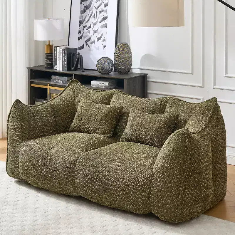 Bean Bag Chair with Armrest, High-Resilience Foam Floor Sofa for 2, Comfy Lazy Sofa Chair for Modern Living Room Seating