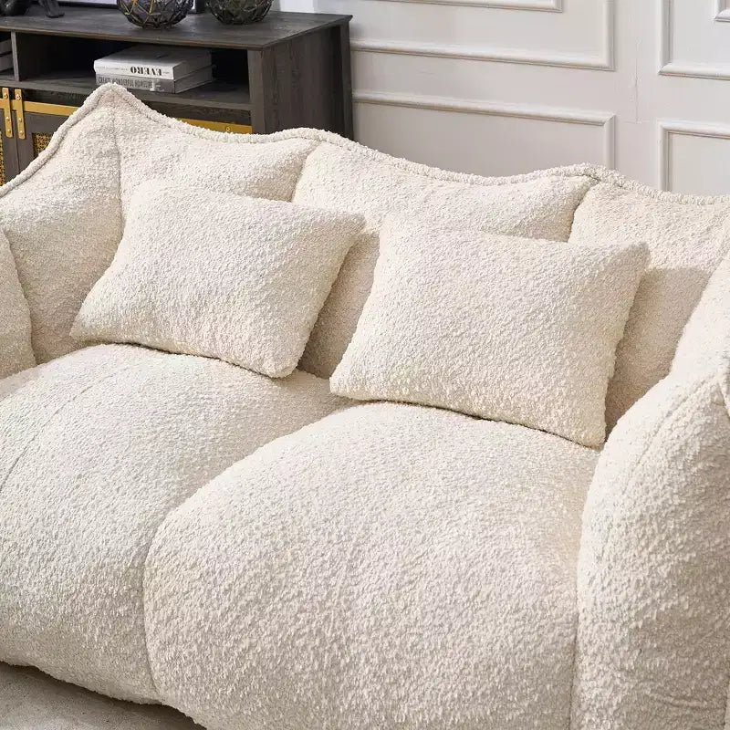 Bean Bag Chair with Armrest, High-Resilience Foam Floor Sofa for 2, Comfy Lazy Sofa Chair for Modern Living Room Seating