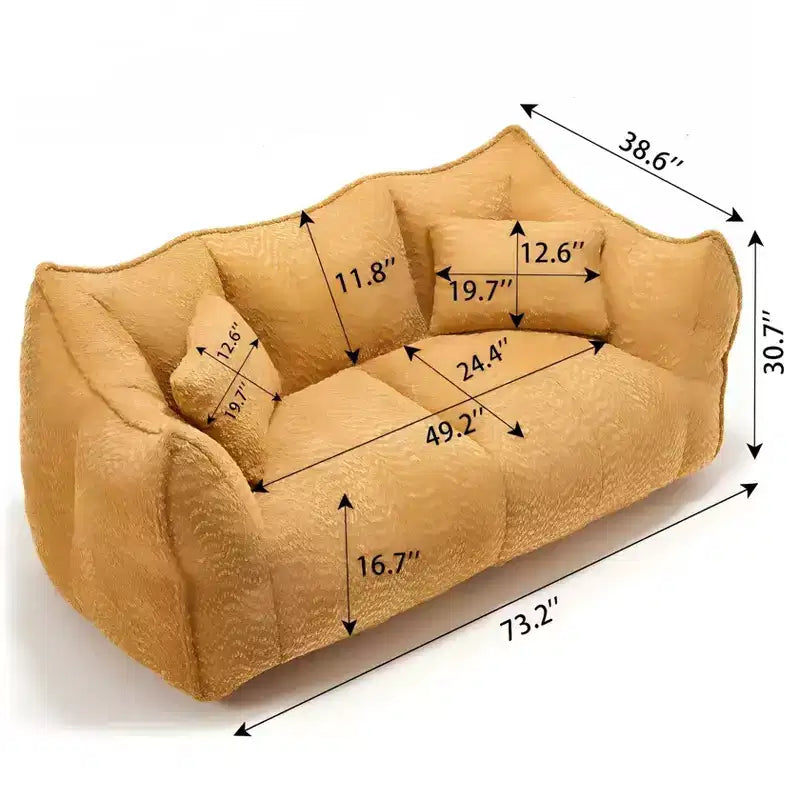 Bean Bag Chair with Armrest, High-Resilience Foam Floor Sofa for 2, Comfy Lazy Sofa Chair for Modern Living Room Seating