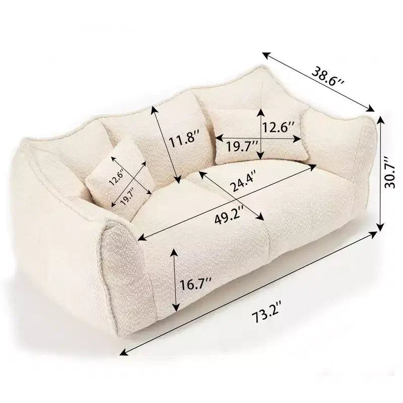 Bean Bag Chair with Armrest, High-Resilience Foam Floor Sofa for 2, Comfy Lazy Sofa Chair for Modern Living Room Seating