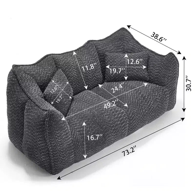 Bean Bag Chair with Armrest, High-Resilience Foam Floor Sofa for 2, Comfy Lazy Sofa Chair for Modern Living Room Seating