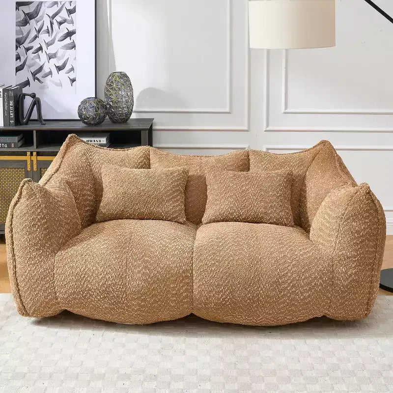 Bean Bag Chair with Armrest, High-Resilience Foam Floor Sofa for 2, Comfy Lazy Sofa Chair for Modern Living Room Seating