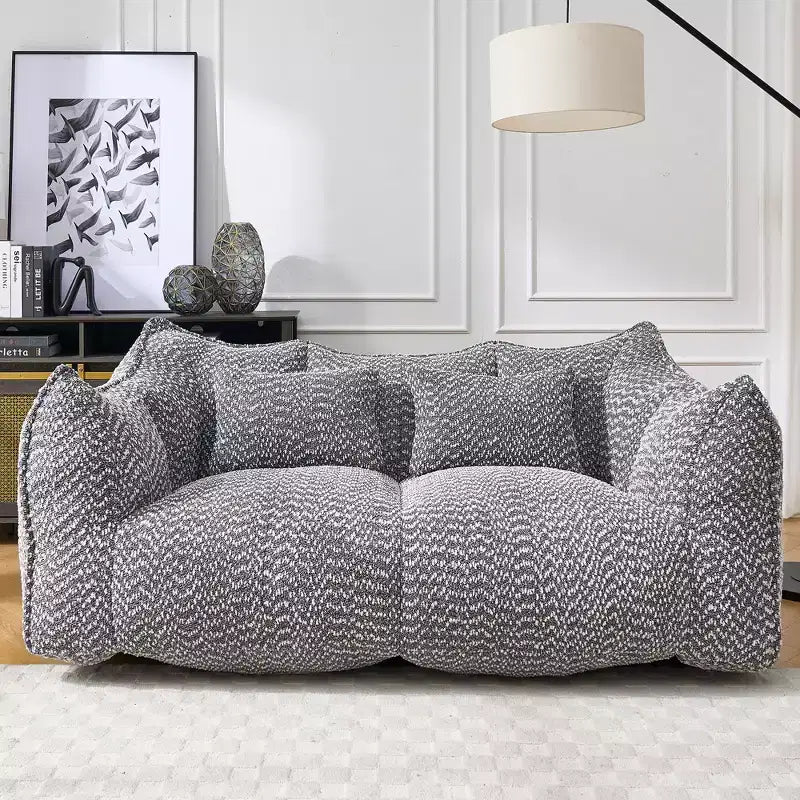 Bean Bag Chair with Armrest, High-Resilience Foam Floor Sofa for 2, Comfy Lazy Sofa Chair for Modern Living Room Seating