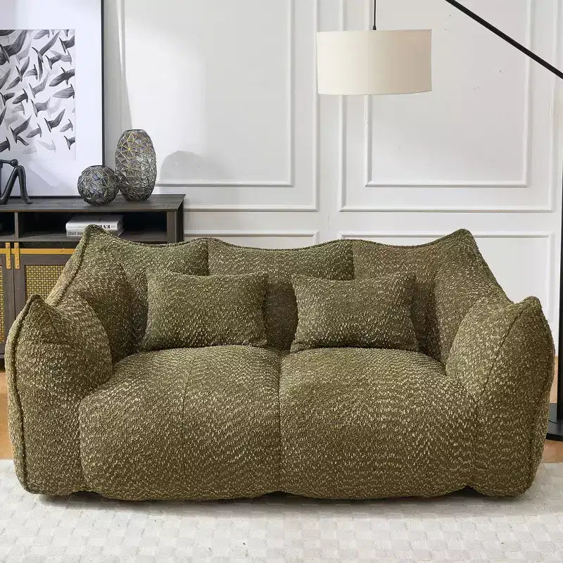 Bean Bag Chair with Armrest, High-Resilience Foam Floor Sofa for 2, Comfy Lazy Sofa Chair for Modern Living Room Seating