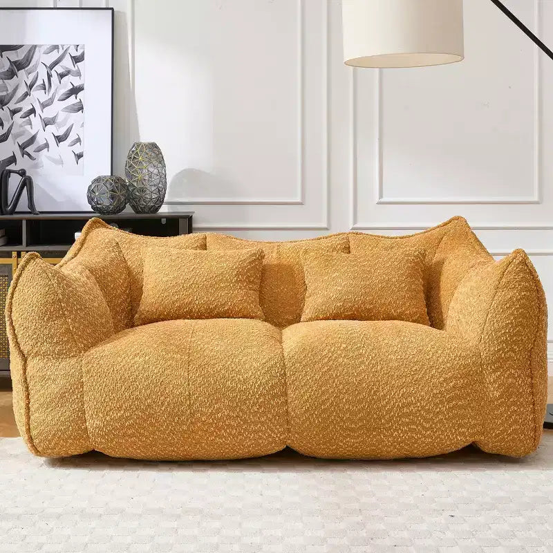 Bean Bag Chair with Armrest, High-Resilience Foam Floor Sofa for 2, Comfy Lazy Sofa Chair for Modern Living Room Seating