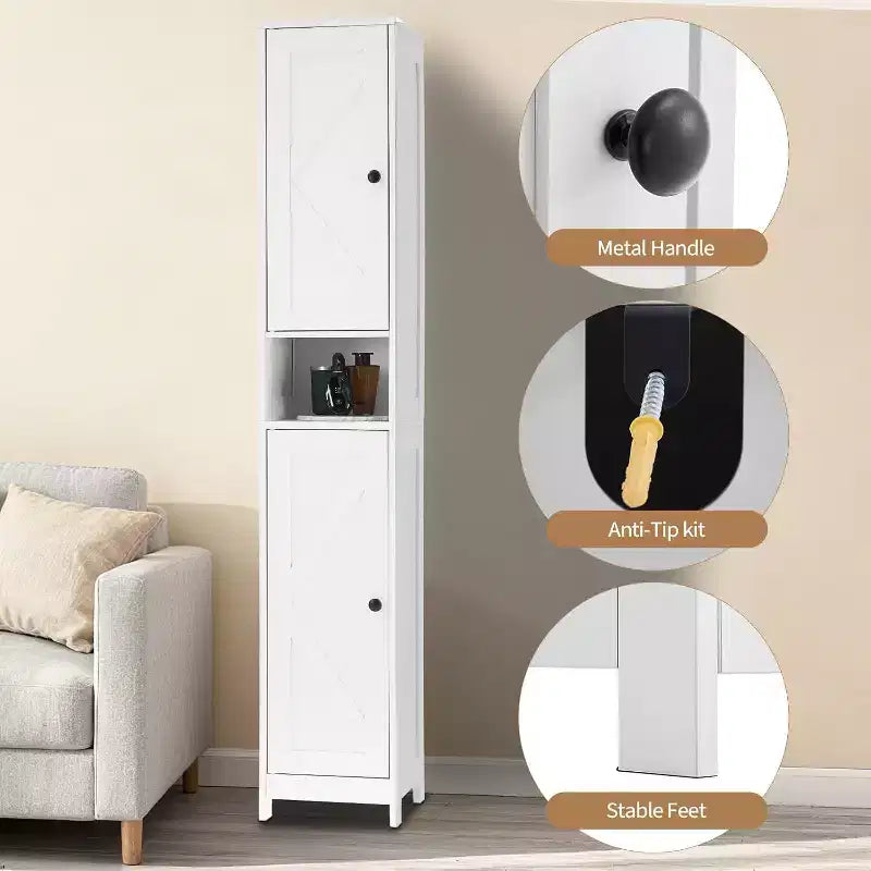 Meuble de rangement haut et étroit pour salle de bain, organiseur sur pied de 170 cm avec étagère réglable, design résistant à l'eau pour cuisine, couloir, salle de bain