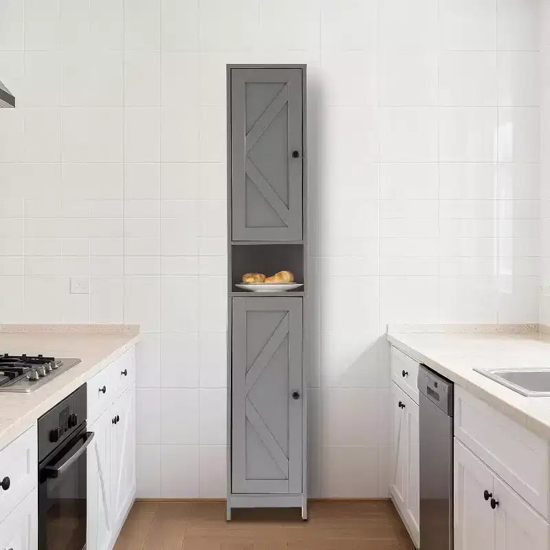 Meuble de rangement haut et étroit pour salle de bain, organiseur sur pied de 170 cm avec étagère réglable, design résistant à l'eau pour cuisine, couloir, salle de bain