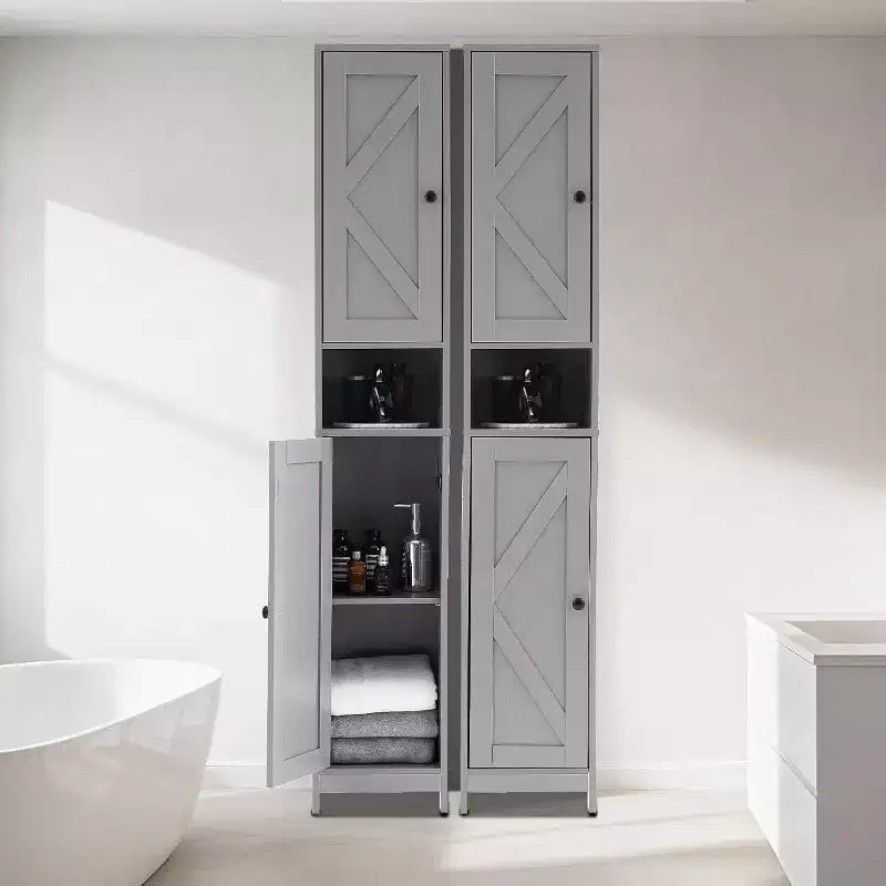 Meuble de rangement haut et étroit pour salle de bain, organiseur sur pied de 170 cm avec étagère réglable, design résistant à l'eau pour cuisine, couloir, salle de bain