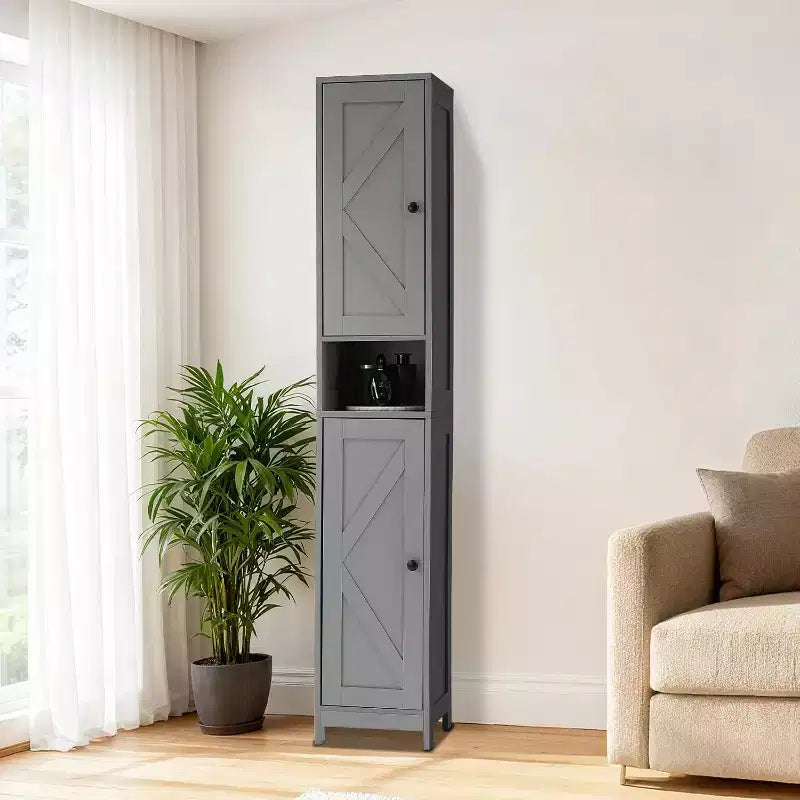 Meuble de rangement haut et étroit pour salle de bain, organiseur sur pied de 170 cm avec étagère réglable, design résistant à l'eau pour cuisine, couloir, salle de bain