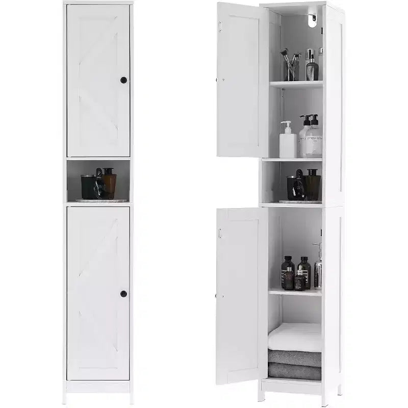 Tall Narrow Bathroom Storage Cabinet, 66.9 Inch Freestanding Adjustable Shelf Organizer, Water Resistant Design for Kitchen, Hallway, Bathroom