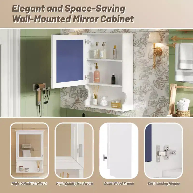 20'' Wall Mounted Bathroom Cabinet with Mirror & Storage Door