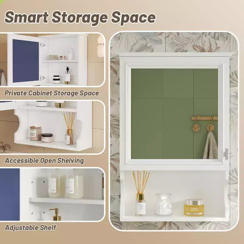 20'' Wall Mounted Bathroom Cabinet with Mirror & Storage Door