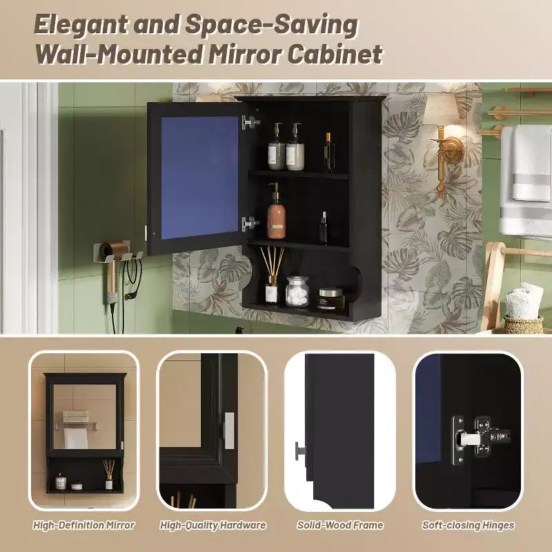 20'' Wall Mounted Bathroom Cabinet with Mirror & Storage Door