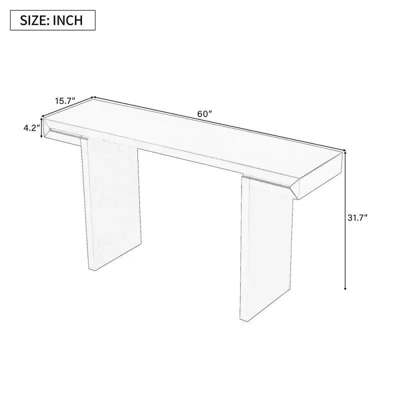 60" Modern Geometric Console Table, Entryway Table with Adjustable Feet, Sofa Table for Hallway, Living Room, Bedroom