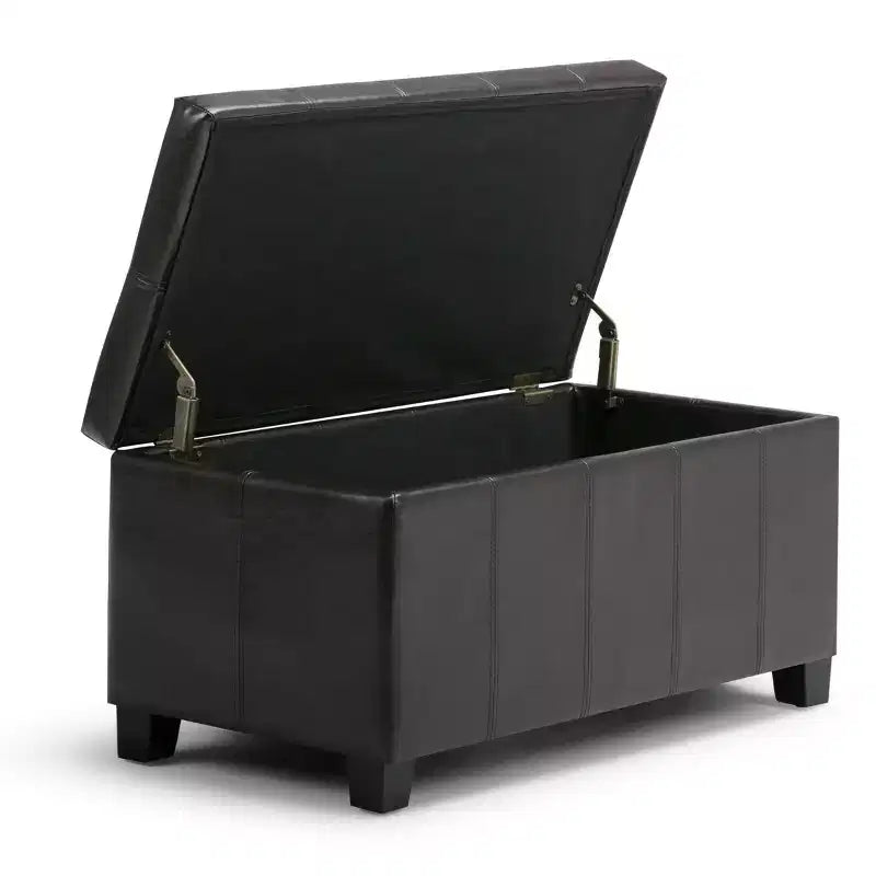 Banc de rangement rectangulaire de 91 cm avec assise rembourrée, banc de bout de lit avec cadre en bois, repose-pieds ottoman pour salon
